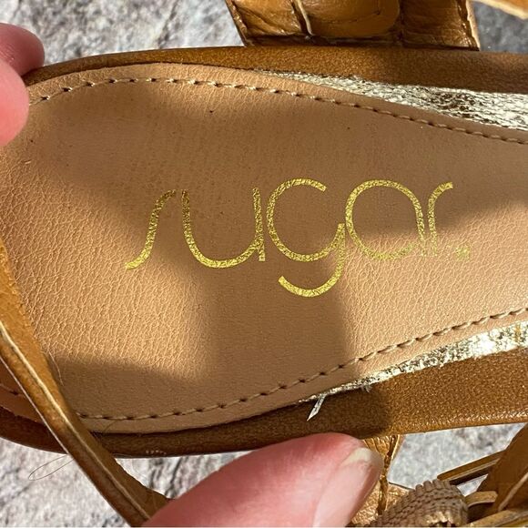 Sugar Studded Strappy Gladiator Sandals Womens Size 6.5 Side Zip Block Heel - Picture 9 of 9